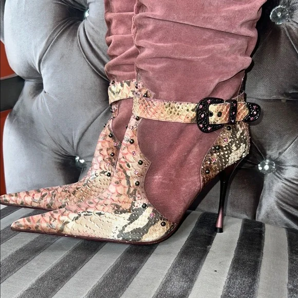 👑 El Dantés "Hecho a Mano" Spain Vintage Snakeskin & Suede Boots 👑 - Picture 2 of 9